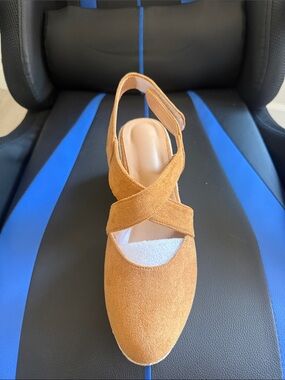 Women's Suede Slingback Mules in Tan